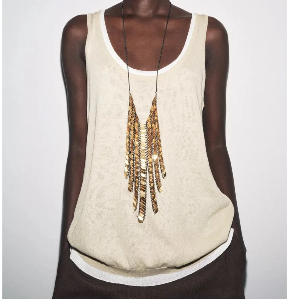 ❗️LAST DAY 3/21❗️WILL BE REMOVED❗️Zara Double Layered Cream Tank Top - Picture 1 of 7